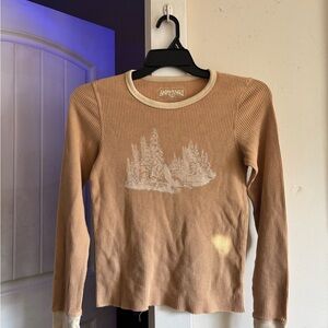 American Eagle Outfitters Beige Waffle Knit Top
